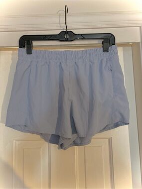 Hot Girl Walk Light Blue Athletic Breathable Running Shorts - Size Small